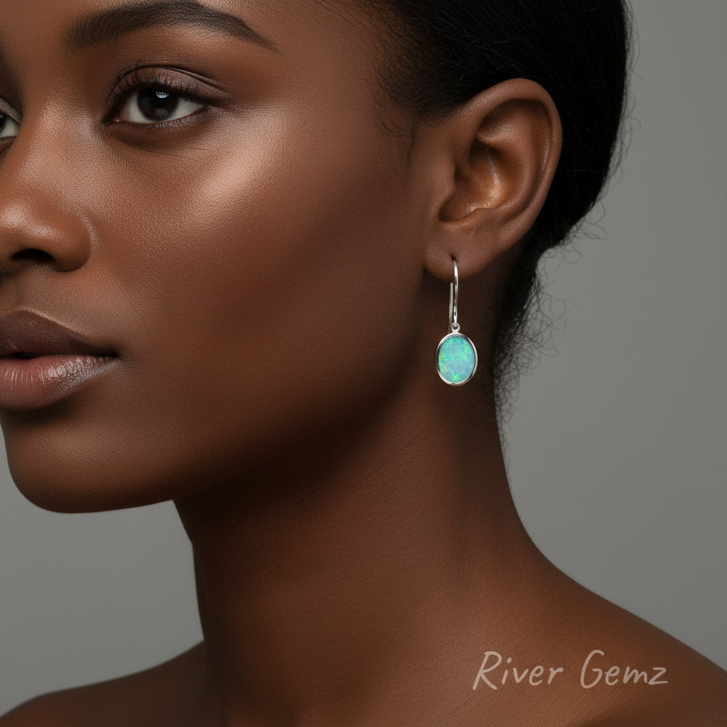 hook earrings on a woman.