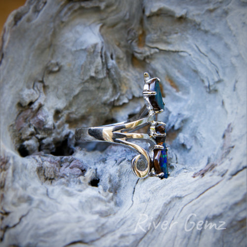 Queensland Boulder Opal in Sterling Silver Ring [#1207]