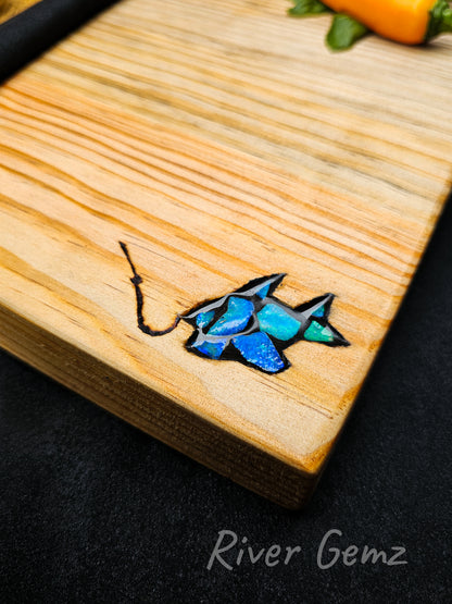 Crystal Opal Fish Mosaic Cheeseboard [#2664]