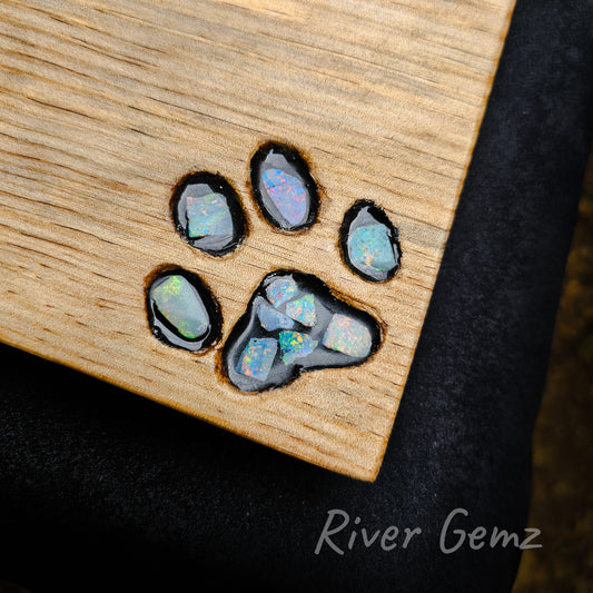 Crystal Opal Paw Prints Mosaic Cheeseboard with no handle [#2669]