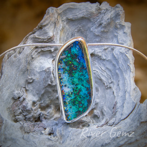 Queensland Boulder Opal in Sterling Silver Pendant [#533]