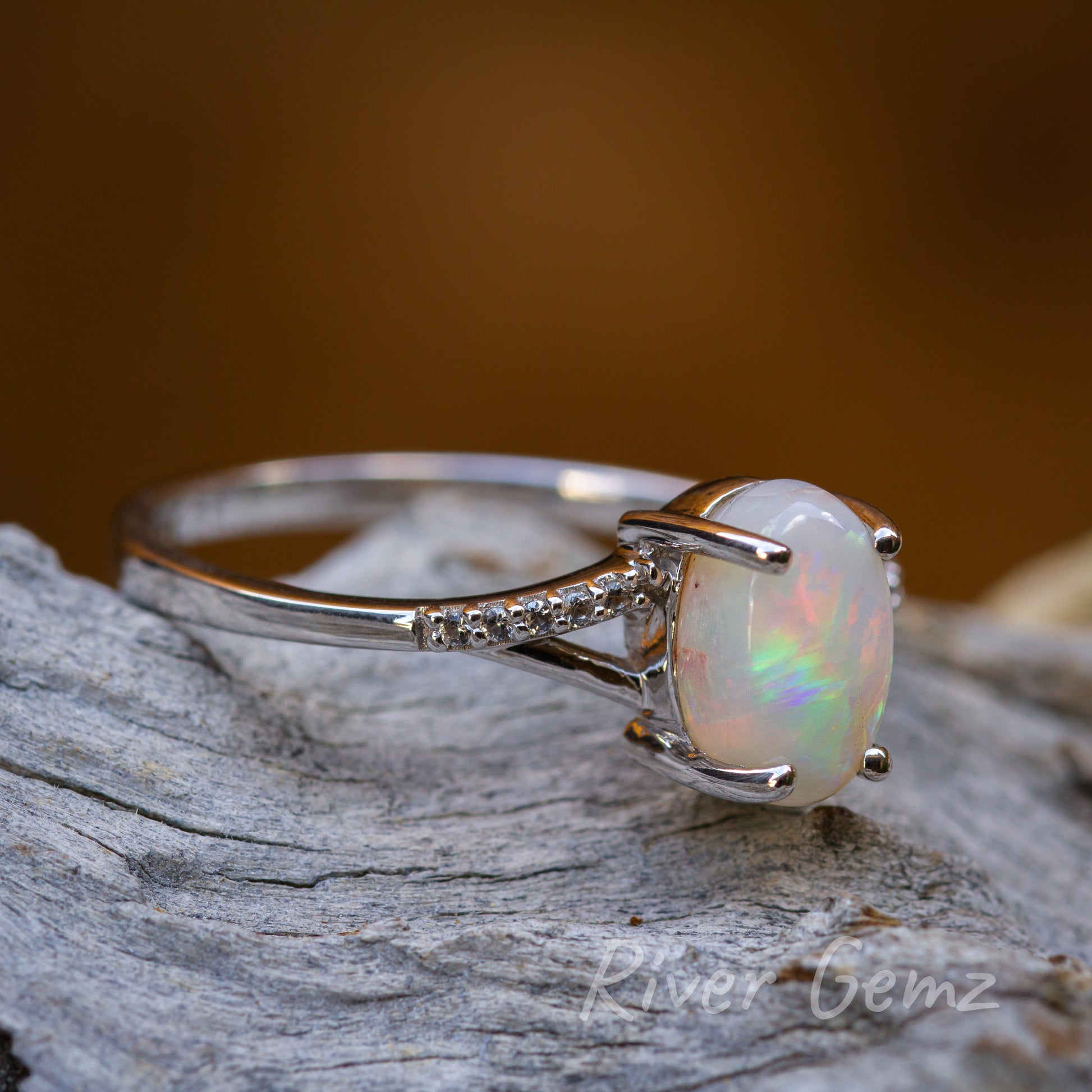 Topaz Australian Opal Rings For Sale Coober Pedy White Opal In