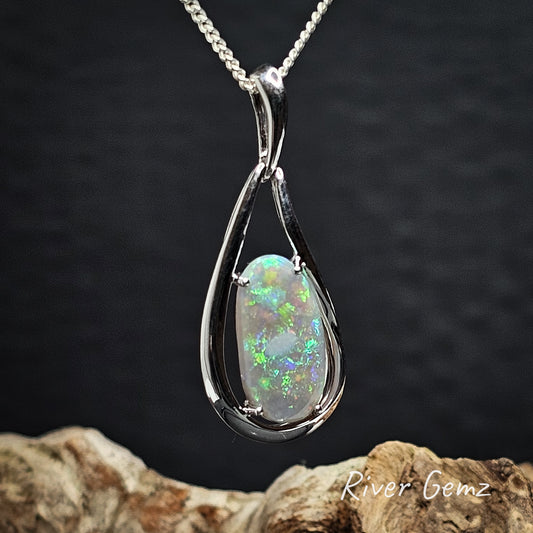 Grawin Crystal Opal in Sterling Silver Pendant [#245]