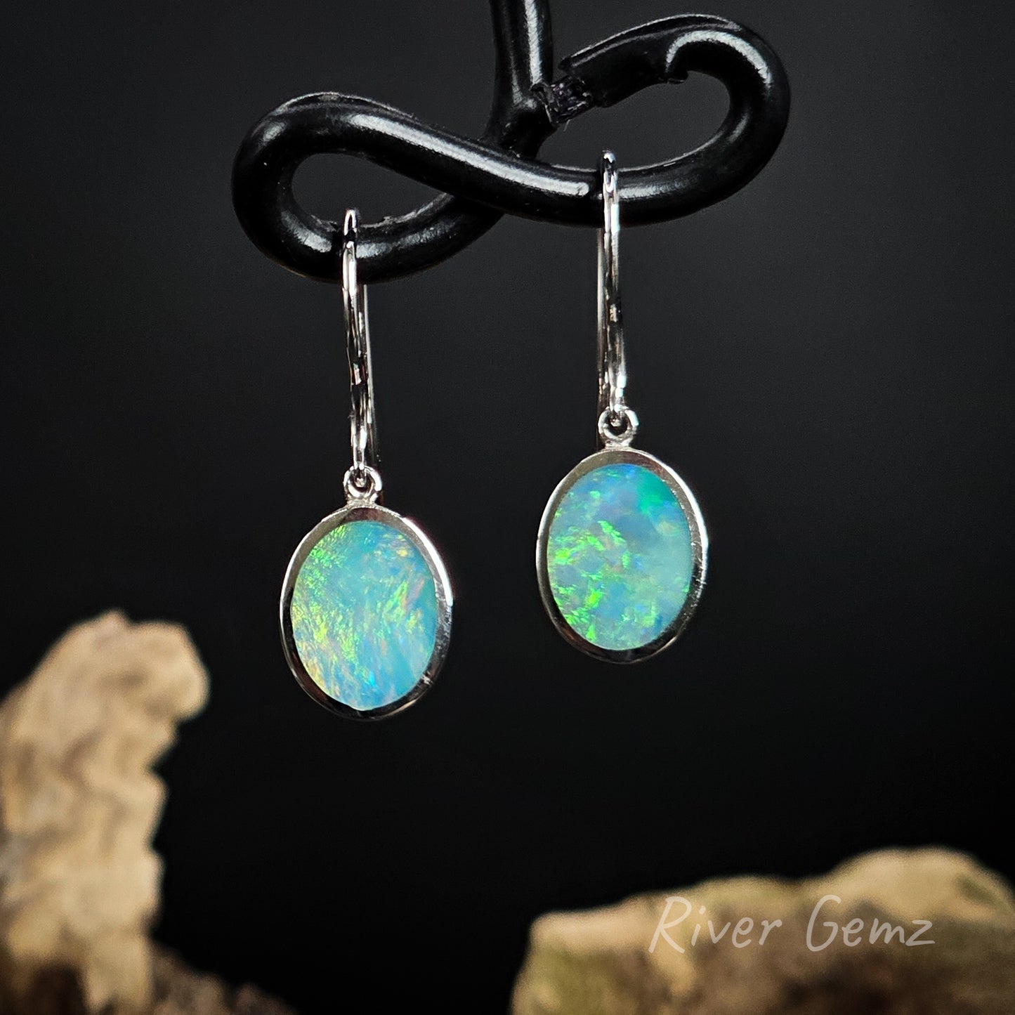 Sterling silver earrings with crystal opals.