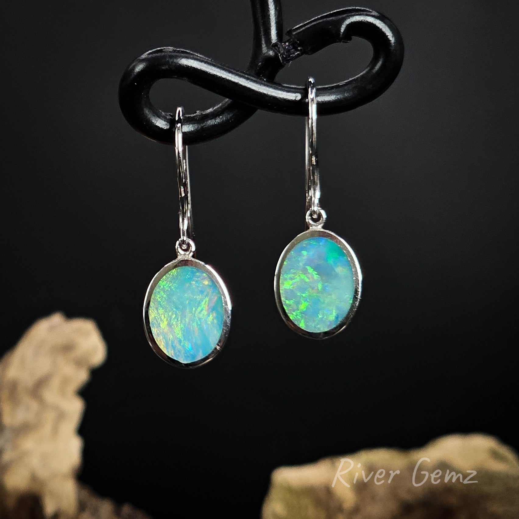 Sterling silver earrings with crystal opals.