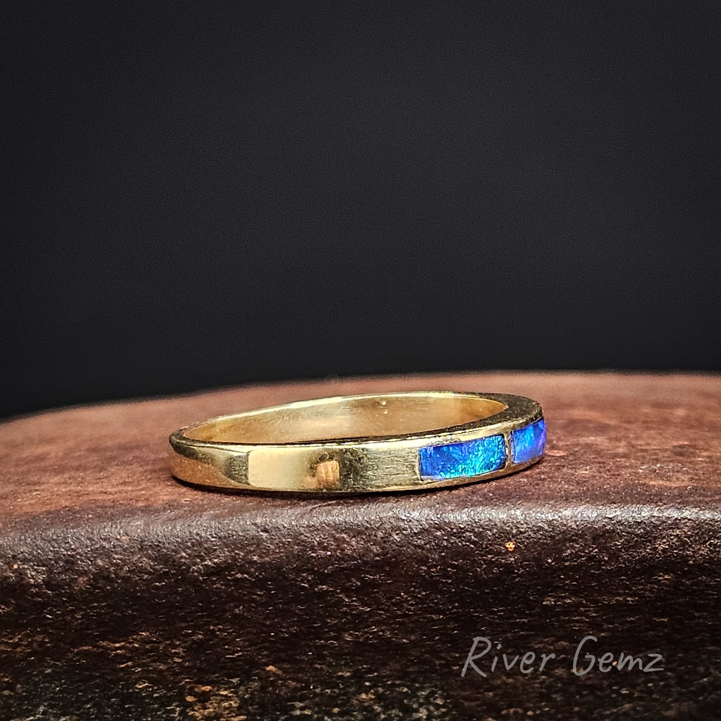 Lightning Ridge Crystal Opals in 14K Inlay Ring [#1827]