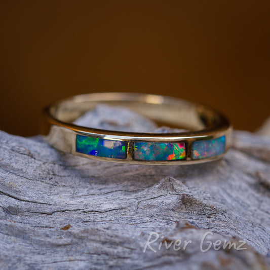 Mintabie Crystal Opal in 9K Inlay Ring [#2354]