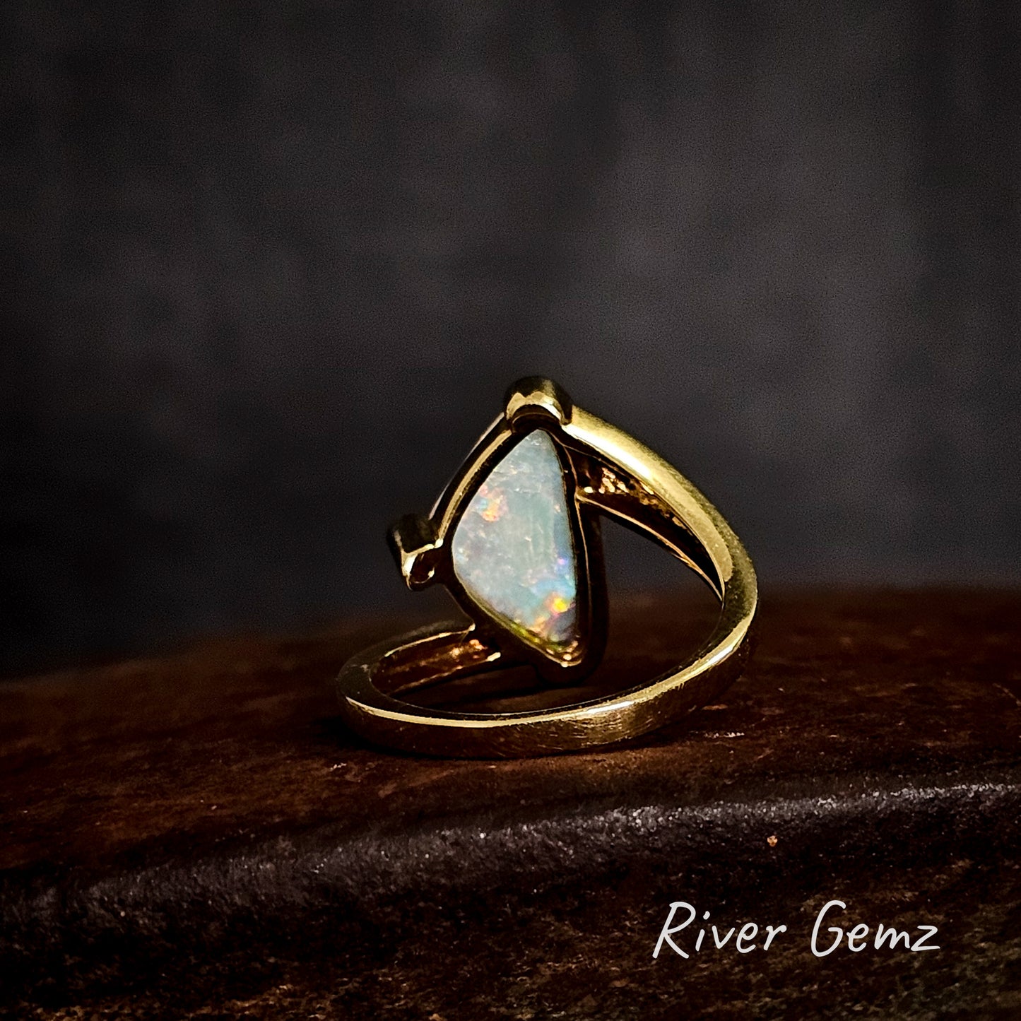 Mintabie Crystal Opal and Diamond in 18K Ring [#407]