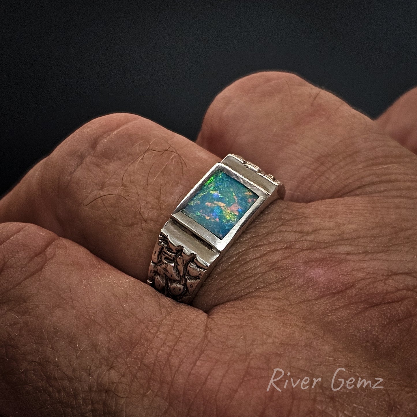 Mintabie Crystal Opal in Sterling Silver Ring [#2880]