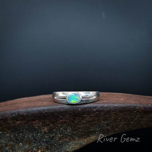 Mintabie Crystal Opal in Sterling Silver Ring [#3068]