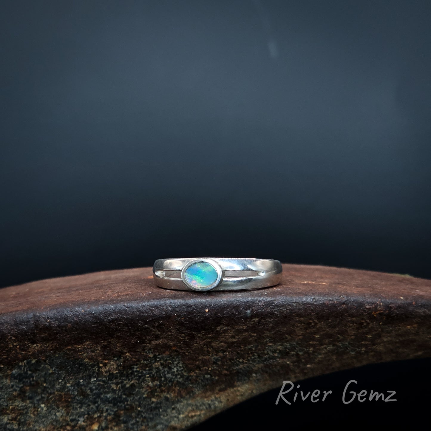 Mintabie Crystal Opal in Sterling Silver Ring [#3068]