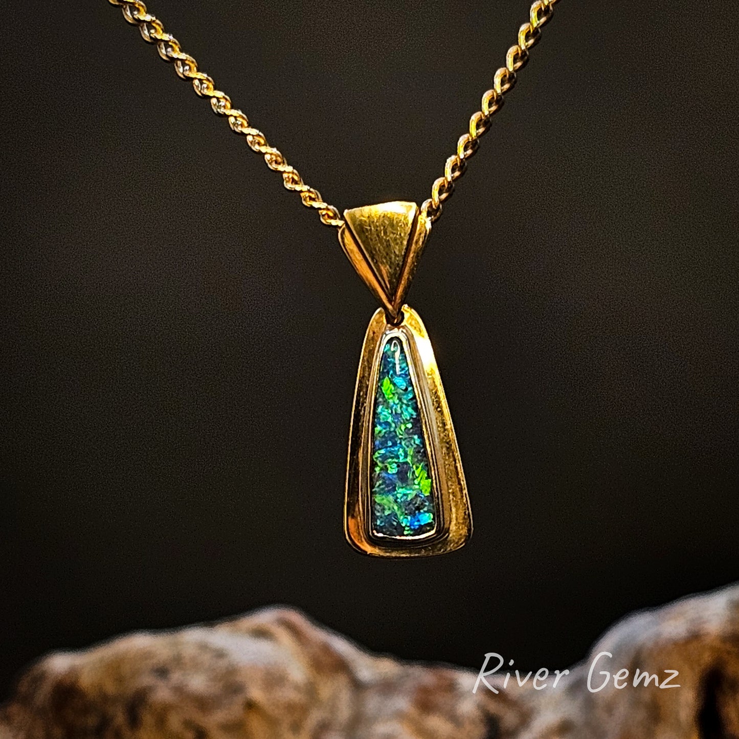 Opalton Boulder Opal in 18K Pendant [#150]