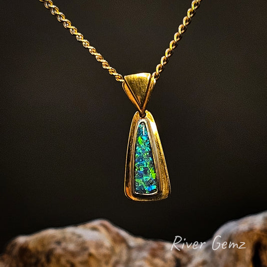 Opalton Boulder Opal in 18K Pendant [#150]