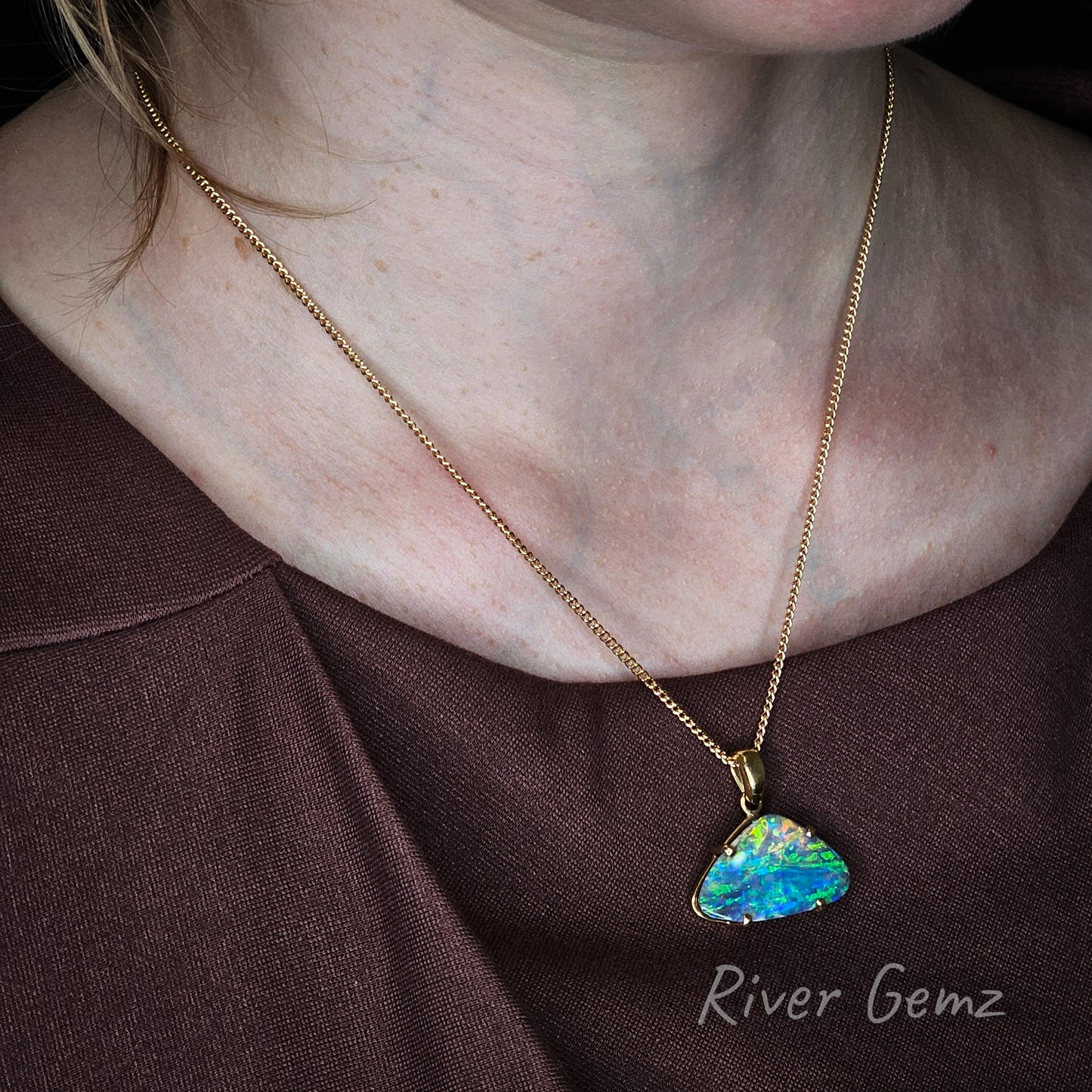 Opalton Boulder Opal in 18K Pendant [#306]