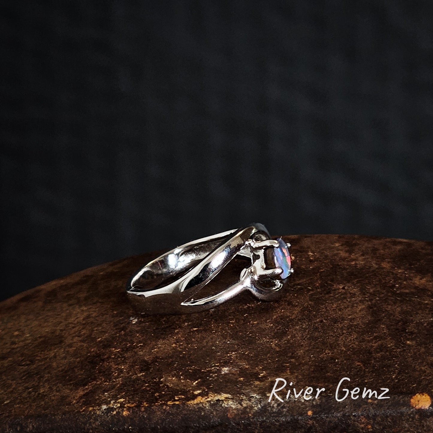 Opalton Boulder Opal in Sterling Silver Ring [#1778]