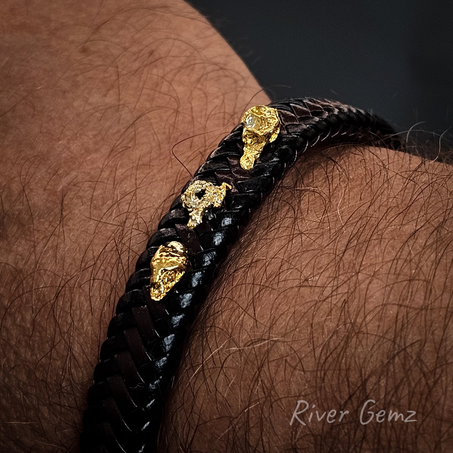 Palmer River Nugget in Leather Bracelet [#3054]