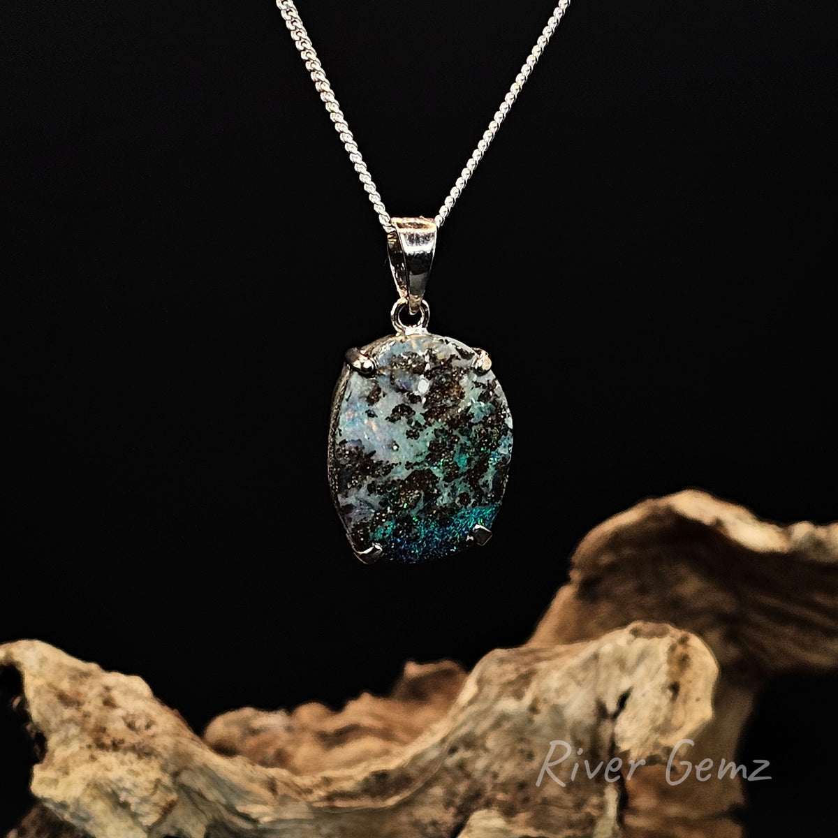 Queensland Boulder Opal in Sterling Silver Pendant [#1509]