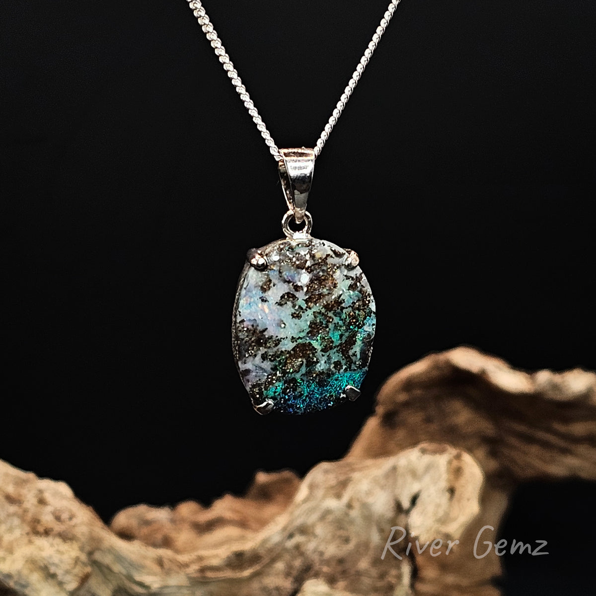 Queensland Boulder Opal in Sterling Silver Pendant [#1509]