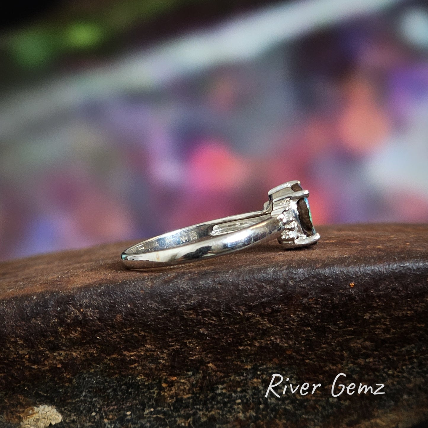 Side view of the sterling silver ring.